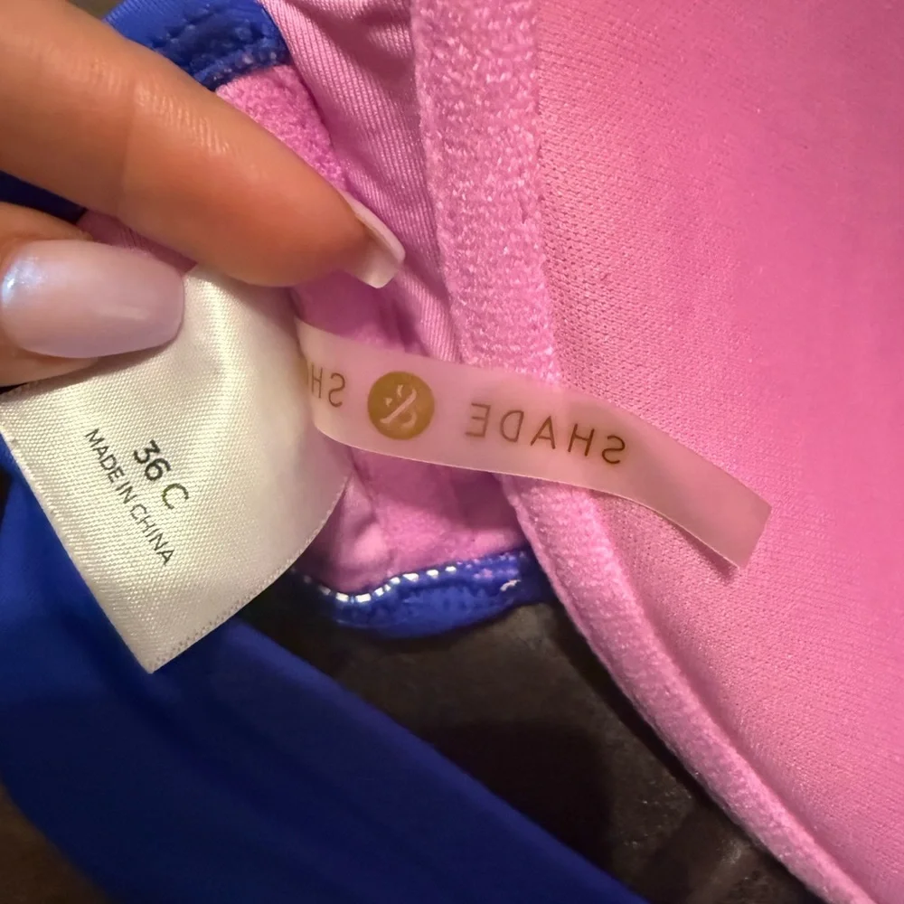 🦋💗 Shade & Shore Blue Pink Cutout Underwire Bikini 36C Push-up Lace Swim